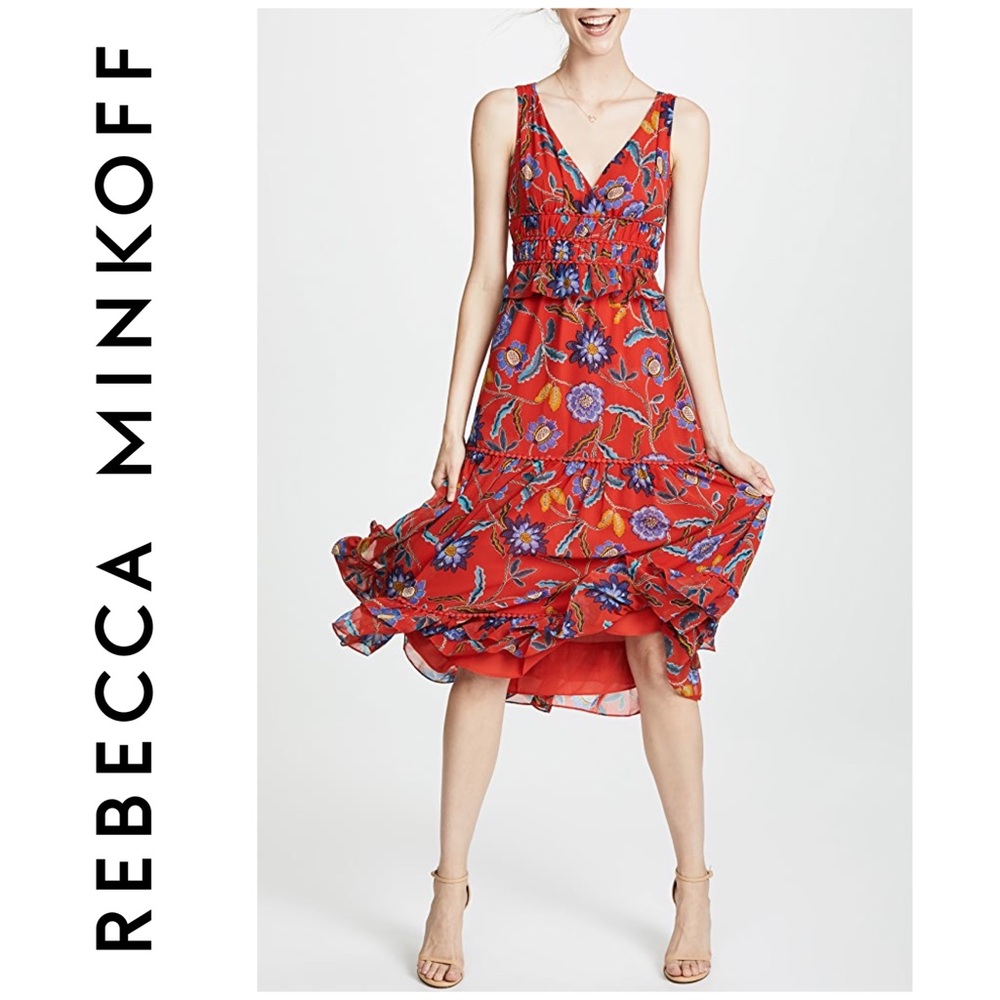 Rebecca Minkoff Red Floral Lucy Dress sz 2 EUC
